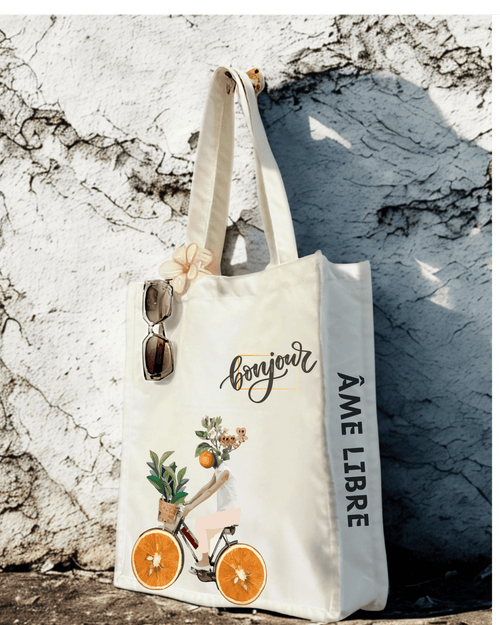 Aesthetic Cotton Tote Bag – Ame Libre Tote with Magnetic Closure | Cavora - Cavora