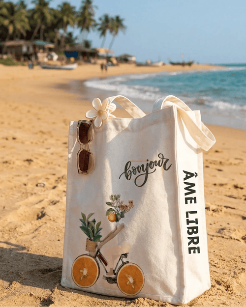 Aesthetic Cotton Tote Bag – Ame Libre Tote with Magnetic Closure | Cavora - Cavora