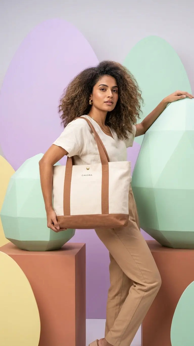 Everyday Canvas Tote Bag – The Daily Haul Stylish Work Tote | Cavora
