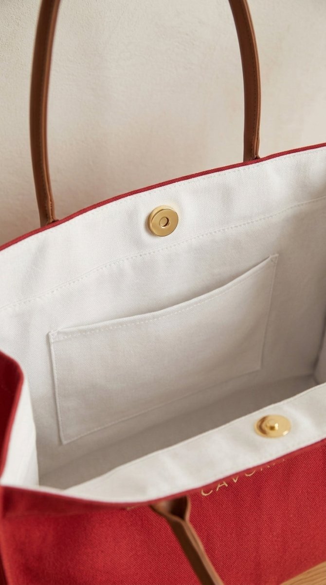 Karigari Cotton Tote Bag | Stylish Canvas Tote with Vegan Leather Handles - Cavora Karigari Cotton Tote Bag | Stylish Canvas Tote with Vegan Leather Handles