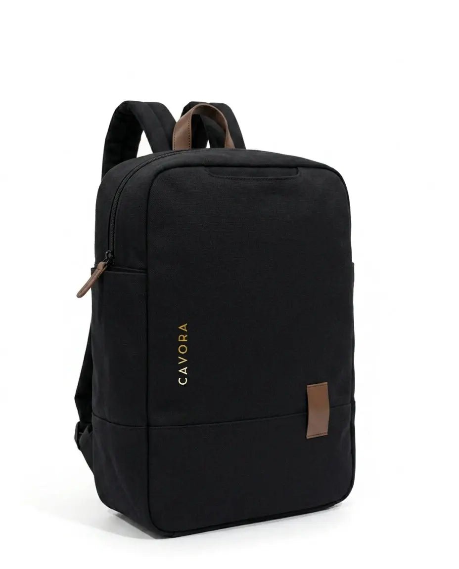 Premium Travel Backpack | Cavora Élan Stylish Black Canvas Backpack - Cavora