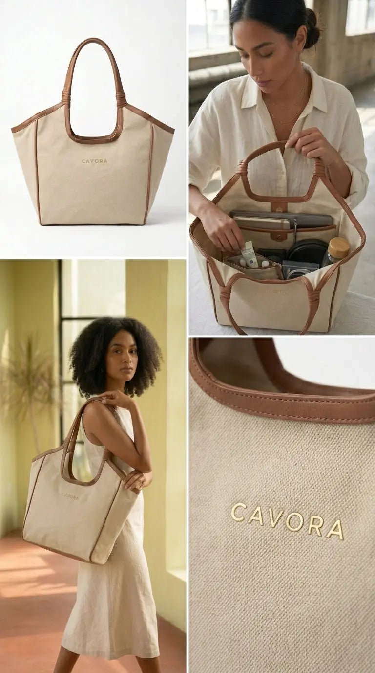 Women Tote Bag | Cavora RAAYA Tote – Premium Canvas Work & Everyday Bag - Cavora