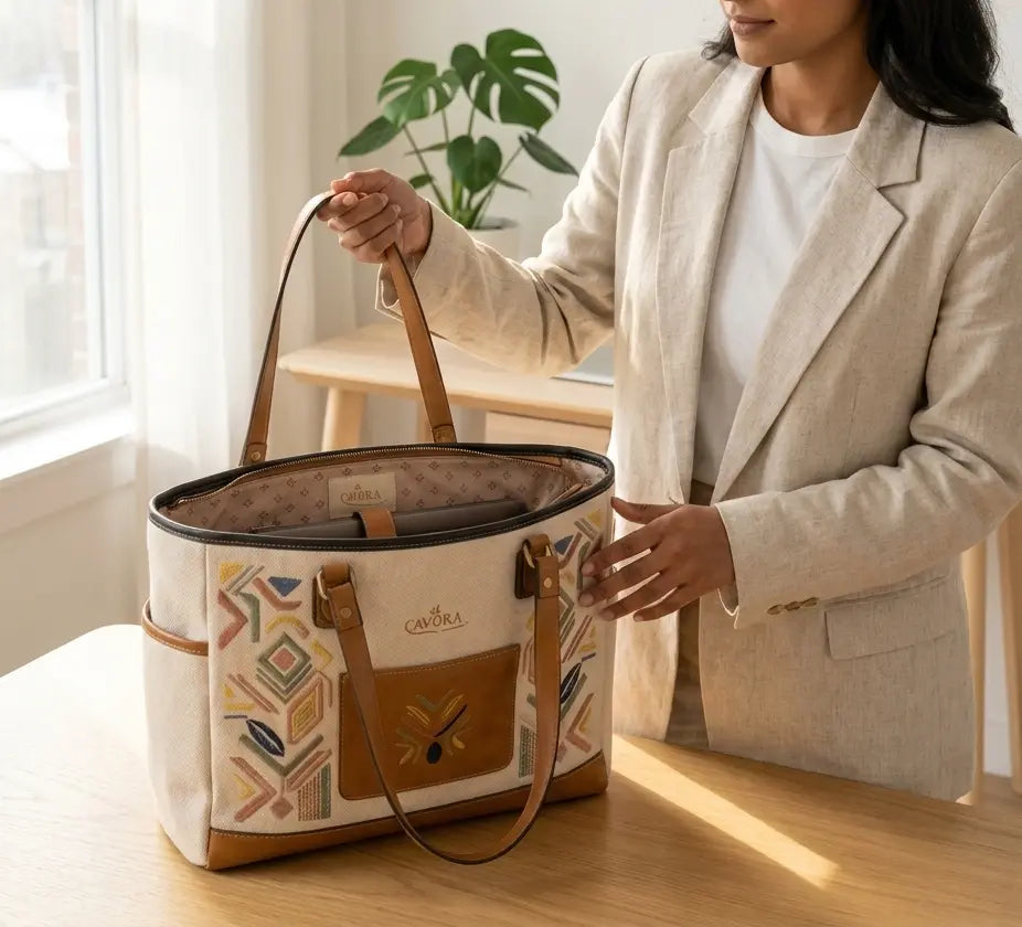 Women Tote Bag | Cavora Vistara Tote – Spacious Canvas Everyday Carry - Cavora