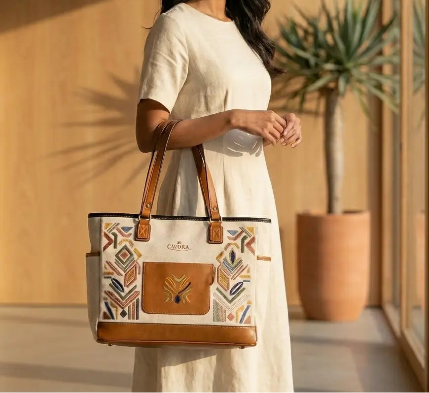 Women Tote Bag | Cavora Vistara Tote – Spacious Canvas Everyday Carry - Cavora